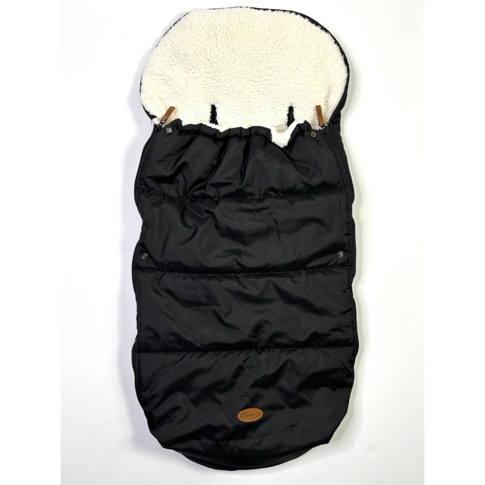 Graco Stroller Footmuff Bunting Bag Black Sherpa Fleece Lined Baby